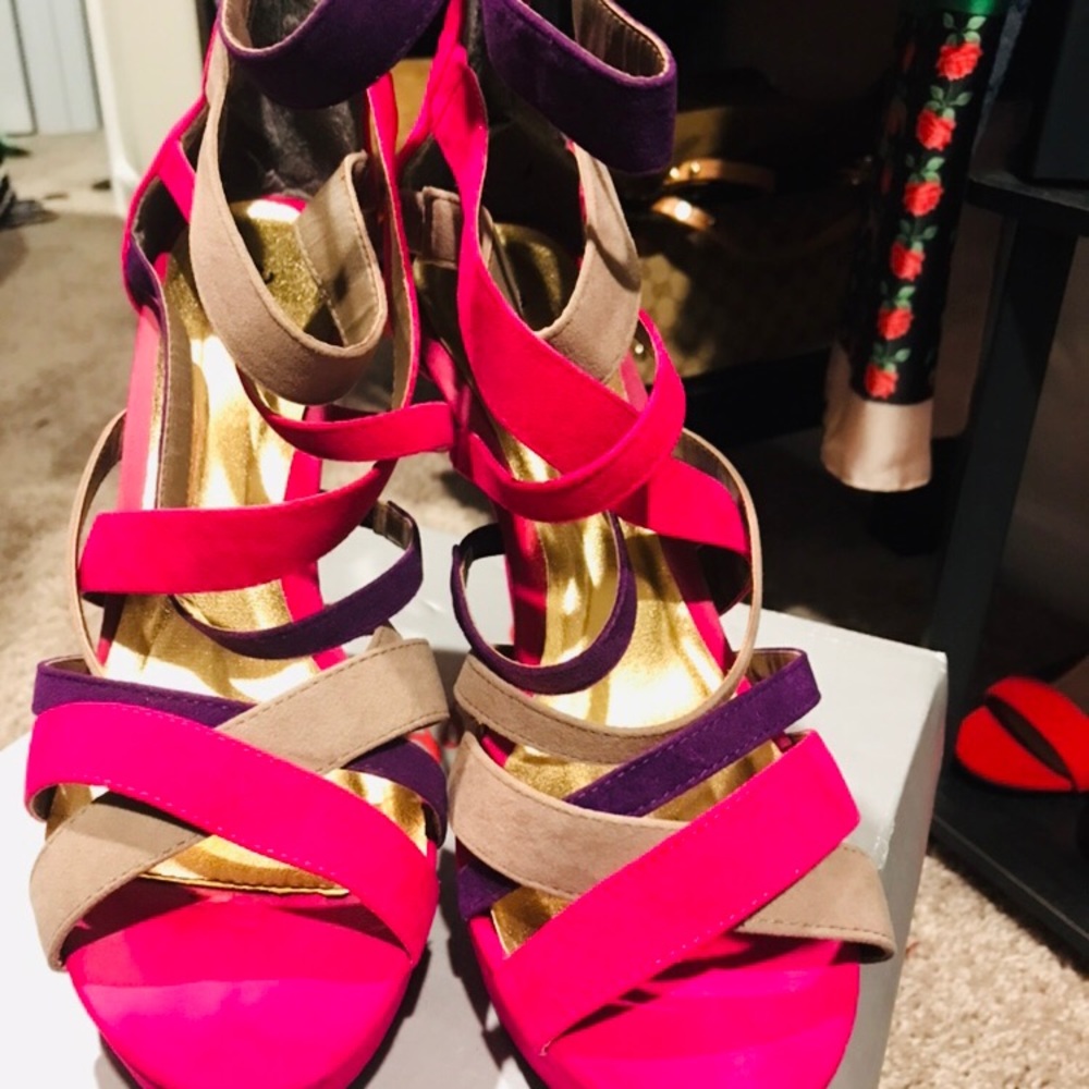 Strappy Faux Suede Heels